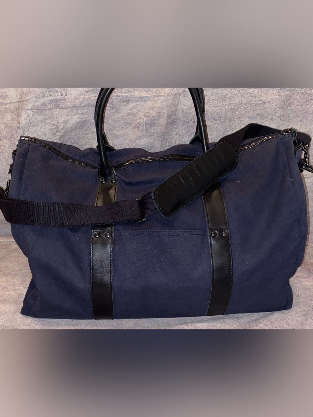 J Crew Ludlow Leather Canvas Shoulder Tote Duffel Suit Clothes Garment Bag Prep